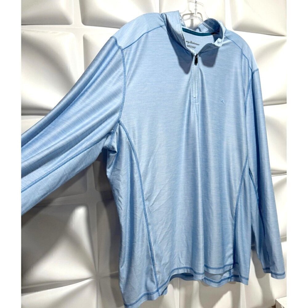 Tommy Bahama Islandzone Sz XXXL 3XL Mens Blue 1/2 1/4 Half Zip Pullover Shirt